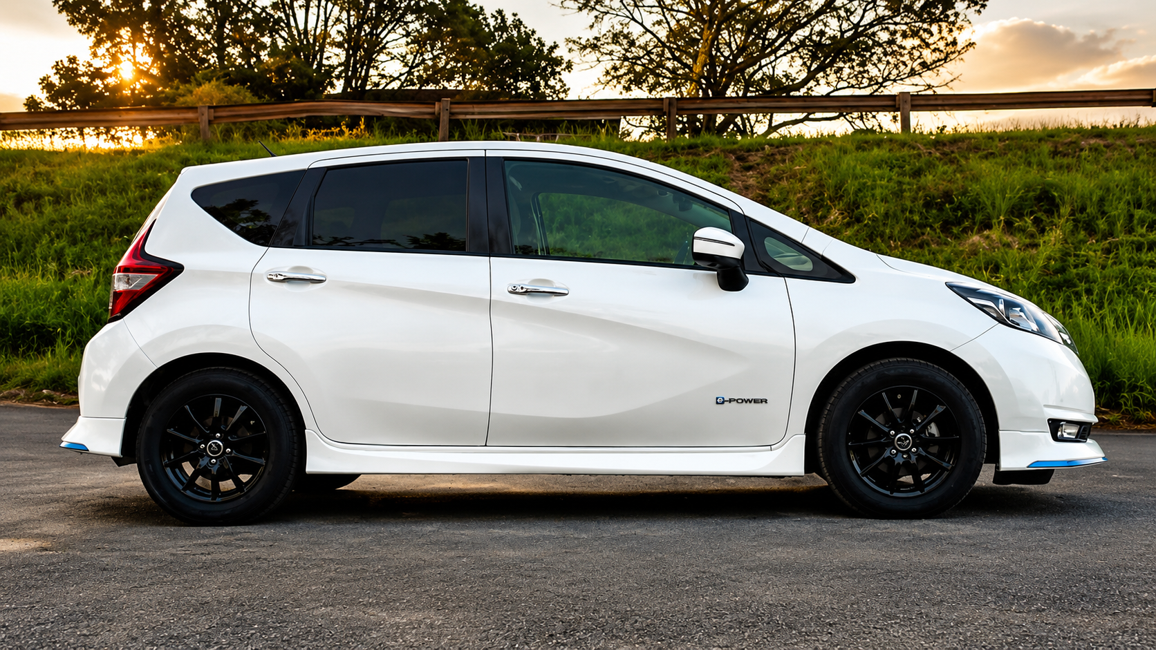Nissan Note e-Power style hatchback parked on a Kenyan road